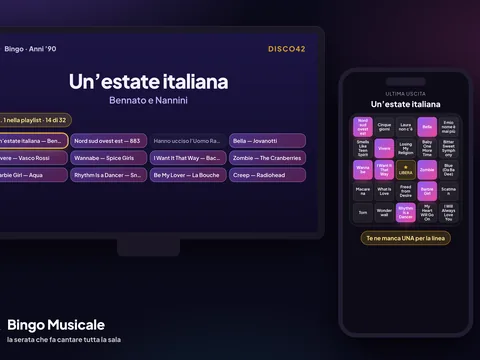 Bingo Musicale: tabellone sulla TV e cartella sul telefono