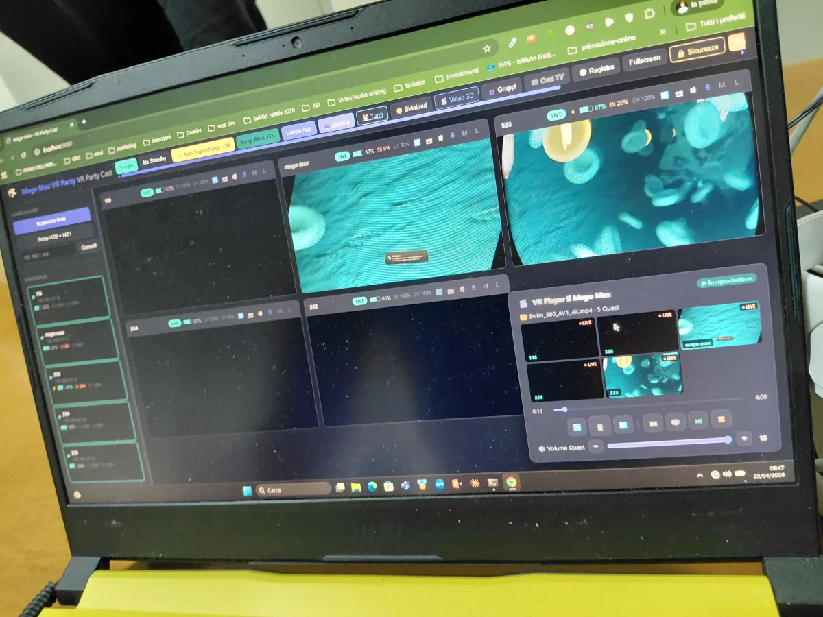 Schermata del software di controllo del percorso VR sul sangue creato dal Mago Max