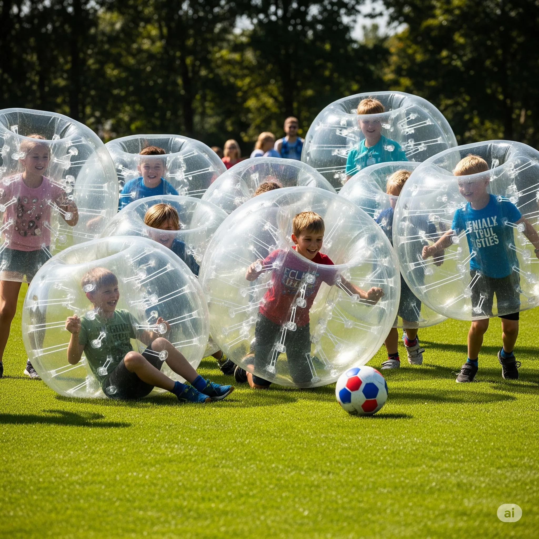 Divertimento a Bubble Soccer durante una festa bambini in Sicilia