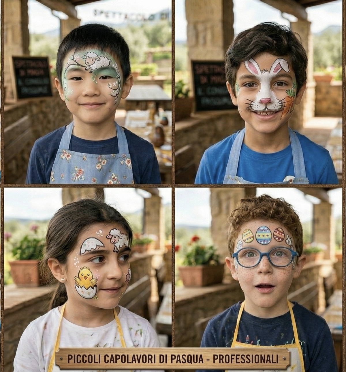 Truccabimbi professionale a tema Pasqua - coniglietti, pulcini e uova colorate